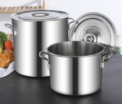 China Large capacity commercial 304 stainless steel soup bucket stock pot with deep capping basket for restaurant and hotel cooking for sale