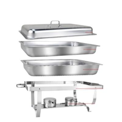 China Hotel Restaurant Stainless Steel Chafing Dish Buffet Food Warmer Home Serving Dish with Foldable Stand for sale