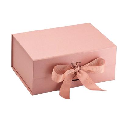 China Recyclable Custom Size And Paper Material Cardboard Folding Box With Ribbon Closure for sale