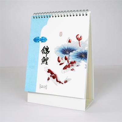 China Stylish Calendar 2022 Chinese Painting Table Calendar With Embossing Printing for sale