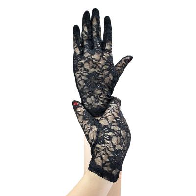 China Factory Direct Wholesale Flower Jacquard Lace Gloves Women Long Full Wedding Bridal Gloves For Party Festivel for sale