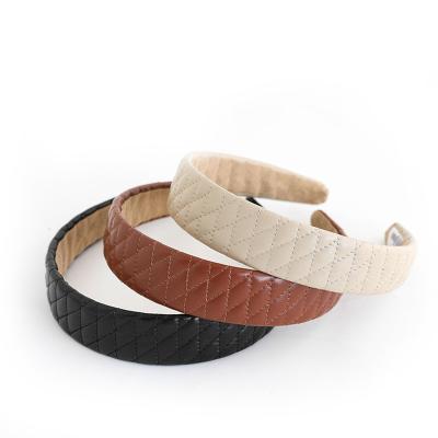 China Hot Selling Fashion Women PU Leather Wide Headband Luxury Headband Hair Accessories for sale