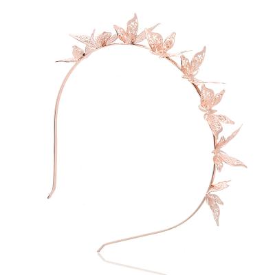 China Hot Gold Alloy Metal Women Headband Hairband Butterfly Design Hair Decoration Ladies Hair Accessories For Christmas Gift for sale