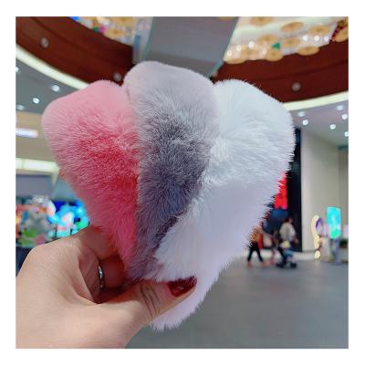 China Korean custom design fashion style headband women winter style rabbit fur material headbands make up hair accessories for sale