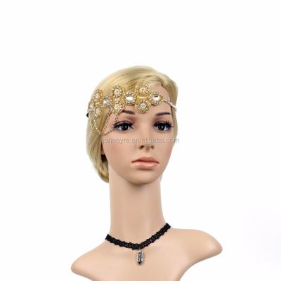 China 1920s Feather Flapper Great Gatsby 20s Headband Headpiece Flapper Gatsby Hair Accessories With Crystal for sale