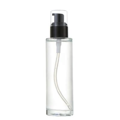 China 20ml 30ml 40ml 50ml 60ml 80ml 100ml 120ml cosmetic cylinder make up glass clear lotion pump bottle for sale