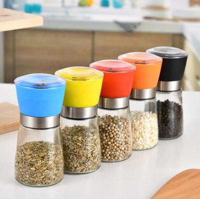 China 160ml wholesale viable 180ml spice salt manual glass pepper grinder for sale