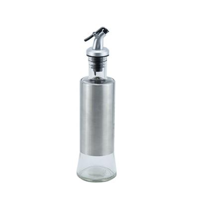 China Sauce Packaging 10 Ounce Silver Glass Bottle With Spout Seal For Salad Dressing for sale