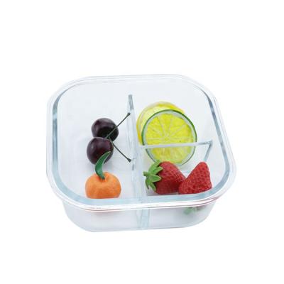 China Freshness Preservation Borosilicate Glass Meal Prep Containers 3 Compartment Food Container for sale