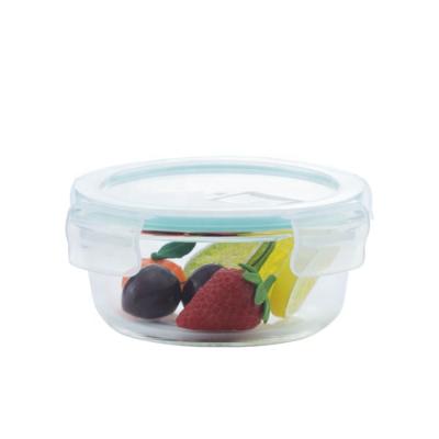 China Freshness Keeping Home Storage Round Glass Food Container Set With Plastic Lid for sale