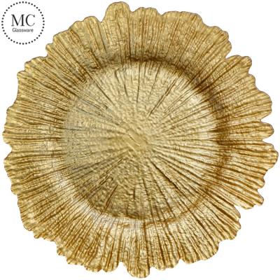 China Reef Gold Charger Viable Wholesale Wedding Glass Dishes for sale