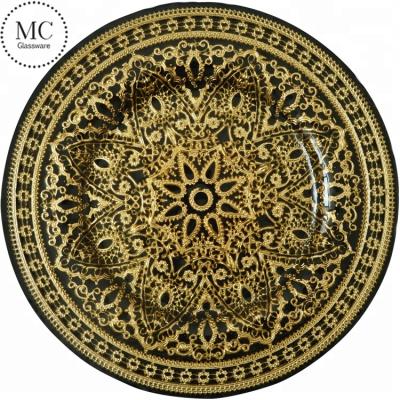 China Hot Selling Sustainable Modern Decorative Black Glass Plates Elegant Charger Dish for sale