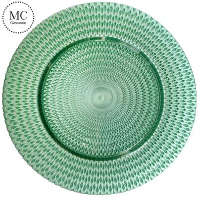 China 13 Inch Sustainable Round Clear Wedding Charger Wholesale Green Plates for sale