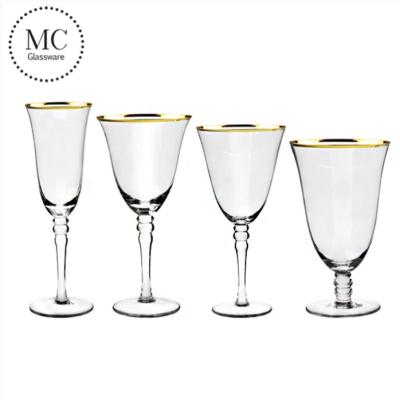 China Wedding Gold Rim Personalized Wedding Goblet Red Wine Glasses for sale