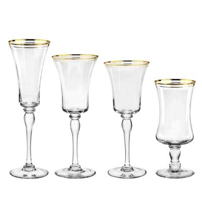 China MC Wholesale Cheap Gold Colored Tulip Shaped Wine Glasses for sale