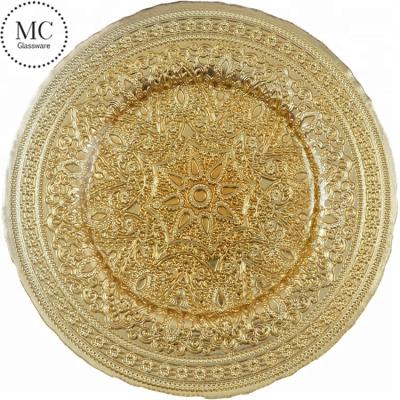 China Viable hot sale turkish gold charger dish for table decoration for sale