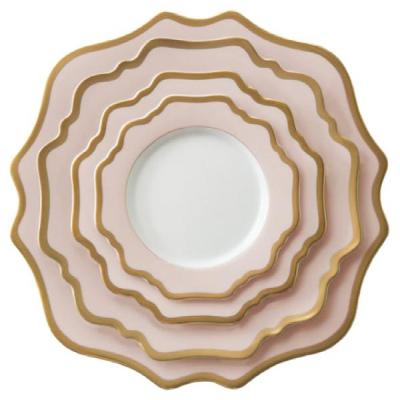 China Sustainable peach pink porcelain porcelain sealloped dinner plates for weddings for sale