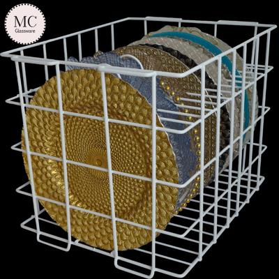 China Sustainable White Kitchen Dish Storage Display Wire Basket for sale