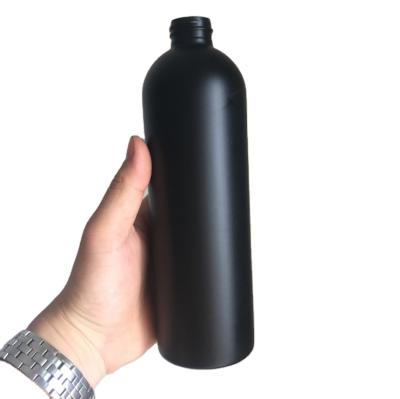 China Liquid Packaging 500ml Round Shape Matte Black HDPE Plastic Bottle For Chemical Liquid Packaging for sale