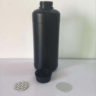 China Chemical Cleaning Liquid Packing 1000ml HDPE Round Shape Plastic Matte Black Chemical Packing Bottle for sale