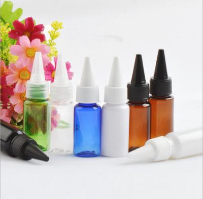 China Household Products 15ml PET Color Ink Dropper Bottle Plastic Black Press Squeeze Bottle With Spout Cap for sale