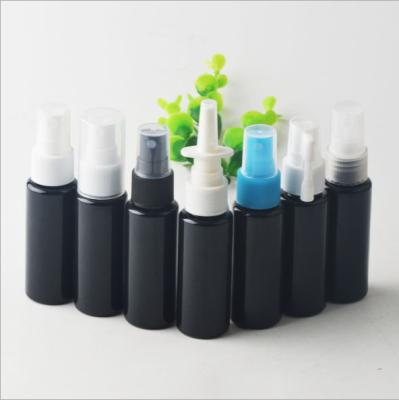 China Household Products 35ml PET Plastic Black Color Flat Shoulder Mist Spray Bottle for sale