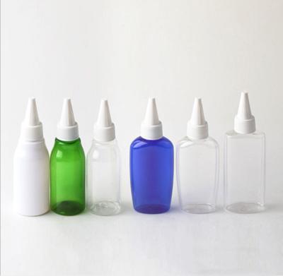 China Household Products 60ml Plastic PET Shape Press Squeeze Bottle With Spout Cap for sale