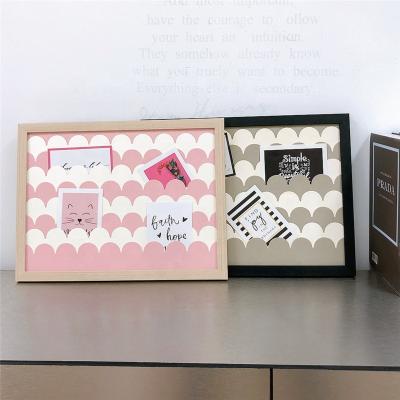 China Fashionable Custom Card Type Wave Pattern Photo Storage Background Board Wooden Collection Photo Picture Frame for sale