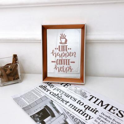 China New Eco-friendly Style Framed Interior Glass Wall Art Home Accessories Decoration Gold Powder Picture Frame for sale