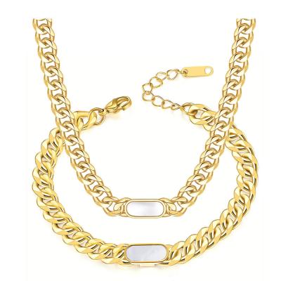 China FASHIONABLE Luxury Jewelry Gold Plated Stainless Steel Chain Link Black Diamond Necklace Custom Jewelry Wholesale for sale