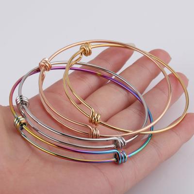 China Lead Free Nickel Free Charm Bangle Adjustable Expandable Stainless Steel DIY Wire Bracelets Bangle Wholesale for sale