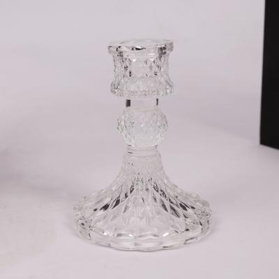 China Small Eco - Friendly Recyclable Modern Colored Clear Glass Cylinder Candle Holders Wedding for sale