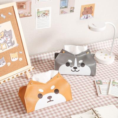 China Rectangle Durable Custom PU Leather Facial Toilet Paper Box Lid With Latch Car Tissue Organizer Napkin Holder Case Cover for sale