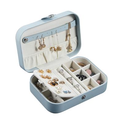 China Custom Leather Organizer Storage Ring Earring Jewelery Case Girls Jewelry Package Portable Logo PU Jewelry Box Travel Velvet Necklace Storage New Small for sale