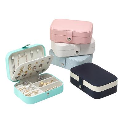 China Wholesale Custom Leather Storage Ring Necklace Jewelry Case Organizer Travel PU Jewelry Package Logo Packaging Gift Box for sale