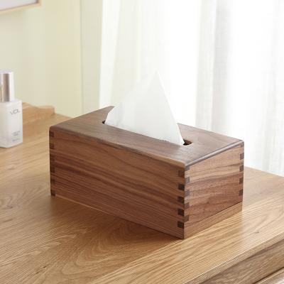 China Wholesale Custom Handmade Logo Luxury Wooden Facial Tissue Paper Box Lid Desktop Wooden Storage Boxes for Bathroom Kitchen and Office Room for sale