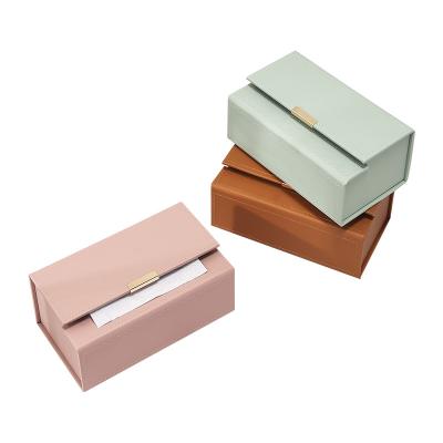 China Traditional Luxury Nordic Modern Rectangle Bathroom Tissue Box Lid Decoration Car Tissue Case Leather Face Holder for sale