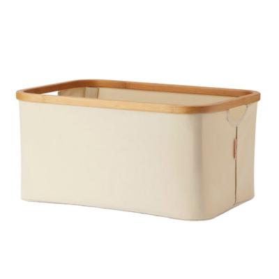 China Eco-Friendly Foldable Laundry Bag Basket Storage Laundry Basket Storage Organizer Bamboo Bin Cut Handles For Home for sale