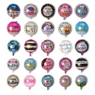 China Advertising Toy Wholesale 18 Inch Round Happy Birthday Foil Balloons Shape Helium Balloon Globes For Birthday Party Decoration Kids Toys for sale