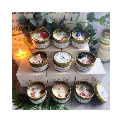 China Luxury Scented Scented Candle Lilin de Candel Kerzen Home Decorative Kaars Crystal Dry Flowers Inside Natural Soy Wax Candle for Gift for sale