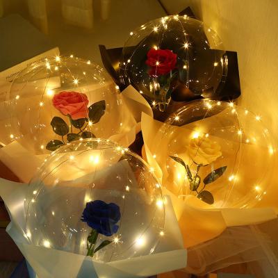 China Advertising Toy Wholesale Personalized Led Luminous Balloon Rose Bouquet Gift Bubble Bobo valentines day balloons for sale