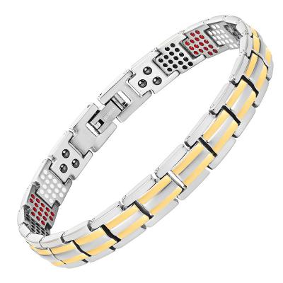 China 591PCS CLASSIC Titanium Steel Magnetic Black Gun Plated Germanium Bracelet Fashion Men Energy Stone Bracelets for sale