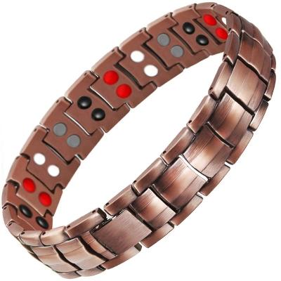 China Double Row Copper 4 IN 1 Elements Bio Energy 99.95% Pure Copper Magnetic Bracelets for sale