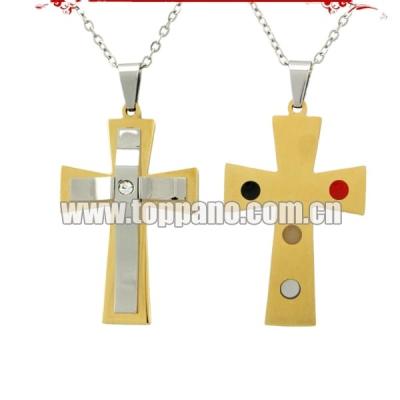 China No Allergy Or ​​No Rust Lucky Cross Pendant Jewelry IPG Gold Plating 316L Stainless Steel Pendant With Quantum Energy Pendant For Ladies for sale