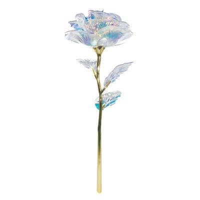 China Japan and South Korea Style Flowers 24k Transparent Rose Artificial Rainbow Rose Gold Flower for sale