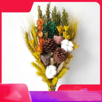 China Valentine's Day Mother's Day modern dry flowers, pine, cotton, yugali leaves, dry flowers, Nordic wind, home, wall hanging bouquet for sale