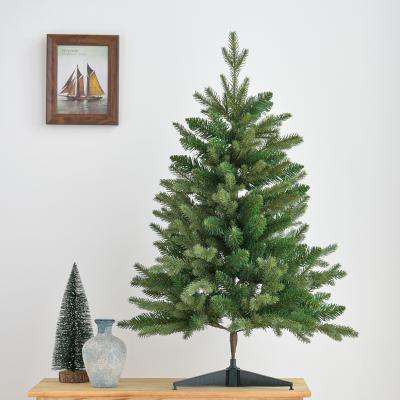 China Fireproof and Eco-friendly PE and PVC Mixed Christmas Tree Mixed-leaf Pine Conifer Family Tree Table Artificial Christmas Tree for sale