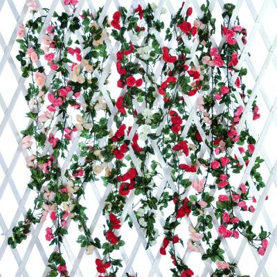 China Artificial Flower Green Wall Is For Wedding Decorative Rose Garland Wedding Door Garlands 69pcs Types Rose Flower Garland Rattan Wreaths for sale