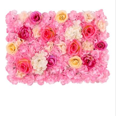 China 60*40cm Party Artificial Flower Silk Decorative Flowers Rose Flower Wall Panel Backdrop Wedding Decoration Backdrop Panels for sale