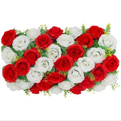 China Artificial Wedding Backdrop Red Rose Flower Wall Mat 50*30CM Party Decoration for sale